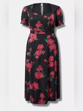 Tea Length Stretch Challis Sweetheart A-line Dress